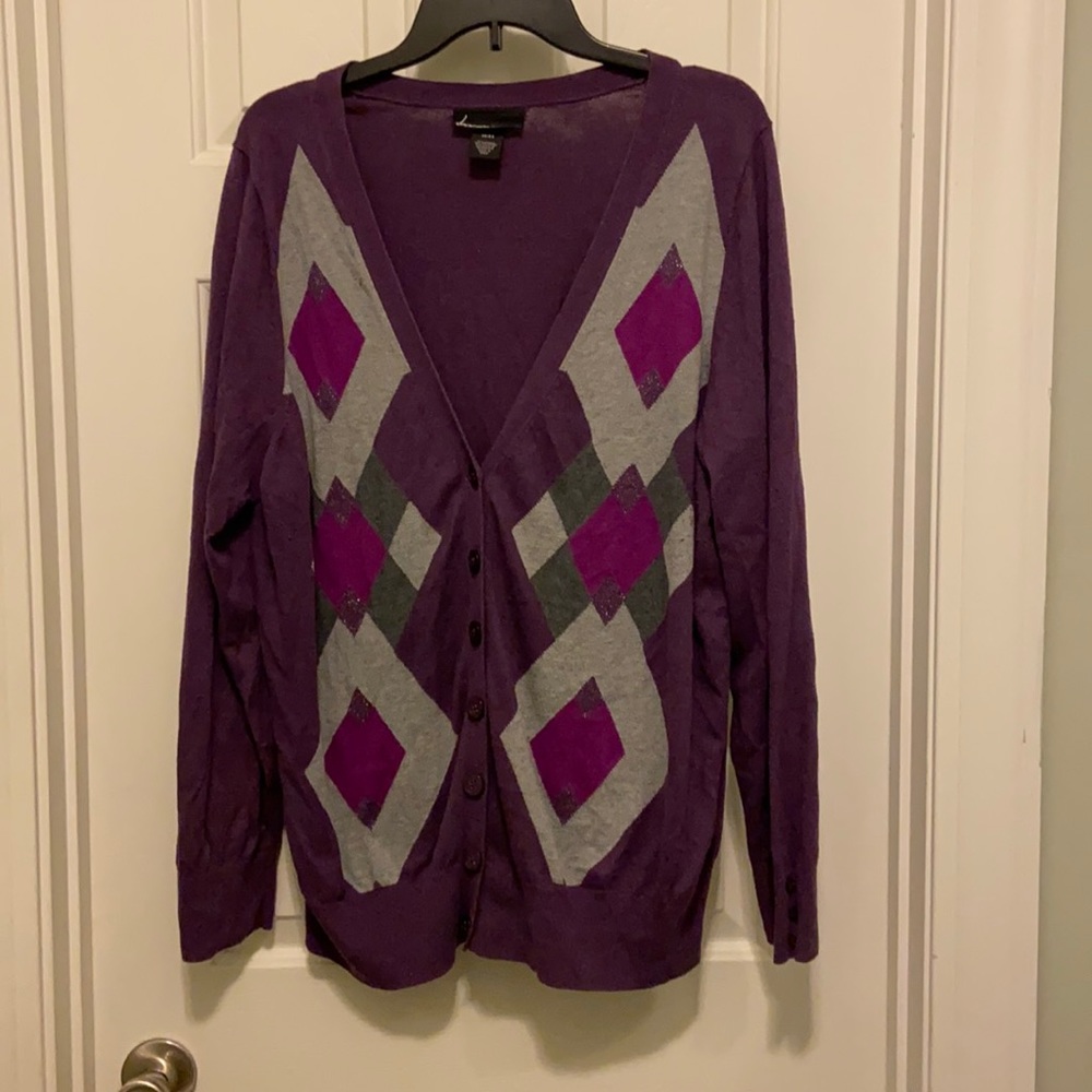 Lane Bryant Argyle Cardigan Size 22/24